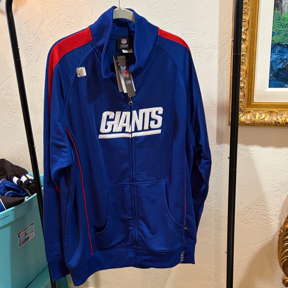 NFL GIANTS Royal Blue Full-Zip Team Jacket with Red Accents XL